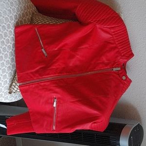 Red pleather moto jacket